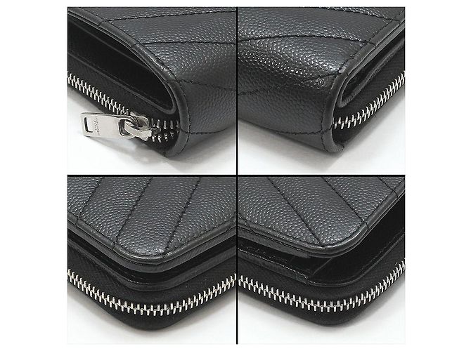 Saint Laurent Cartera Compacta Matelassé Monogram Negra Plateada Negro - vista 12