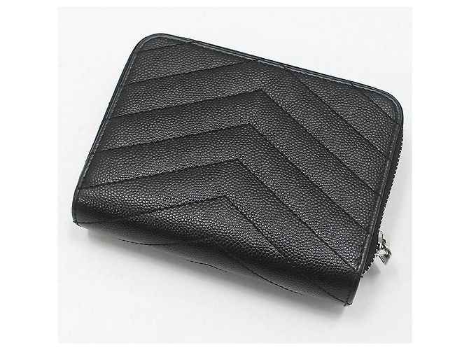 Saint Laurent Cartera Compacta Matelassé Monogram Negra Plateada Negro - vista 4