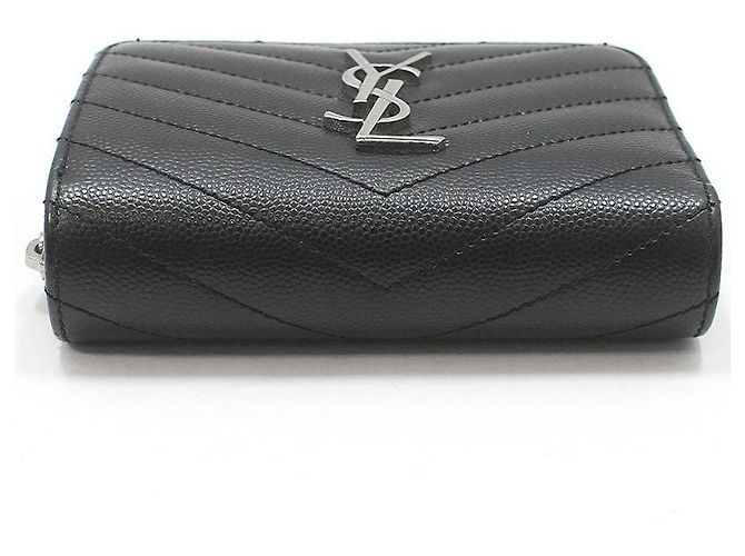 Saint Laurent Cartera Compacta Matelassé Monogram Negra Plateada Negro - vista 5