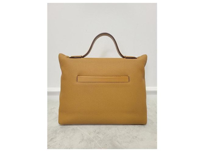 Hermès Borsa Kelly in Alligator Togo Swift Oro Caramello Marrone - vista 6