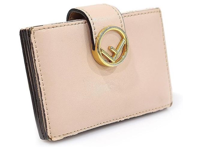 Fendi Tarjetero de acordeón en piel de becerro beige rosa Castaño - vista 2