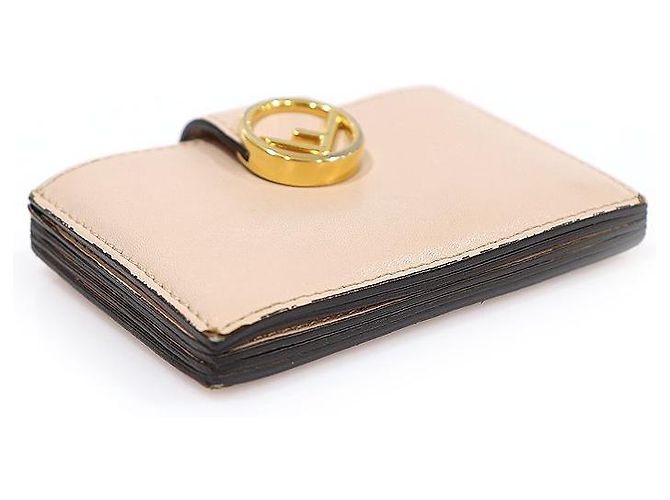 Fendi Tarjetero de acordeón en piel de becerro beige rosa Castaño - vista 3