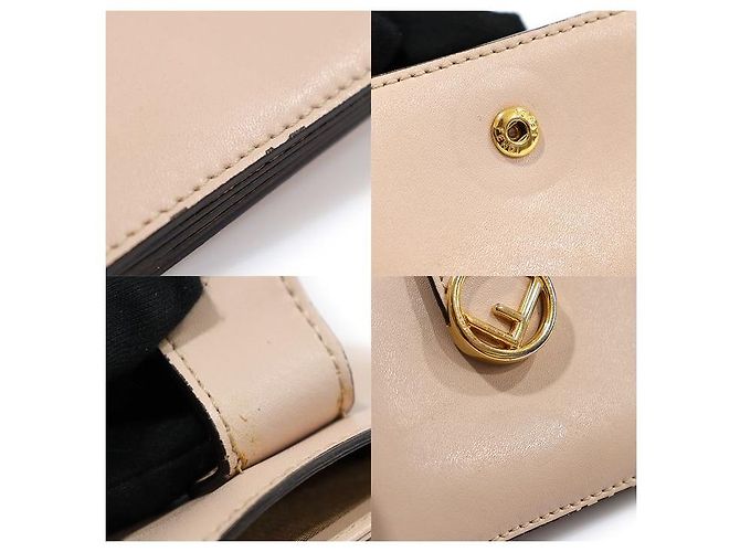 Fendi Tarjetero de acordeón en piel de becerro beige rosa Castaño - vista 6