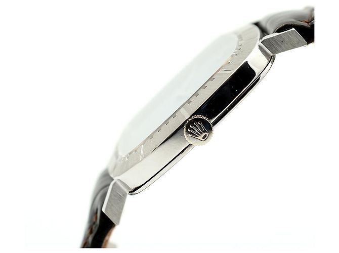Rolex Cellini Cellini Herrenuhr aus Leder Weißgold Ombré Blau Zifferblatt Manuell - Ansicht 9