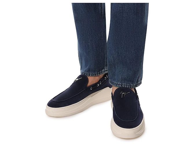 Giuseppe Zanotti Slip-on Conly String in scamosciato blu - vista 8