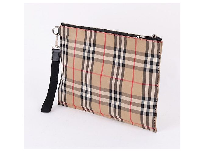 Burberry Vintage Check Fabric Strap Clutch Bag Brown - view 2