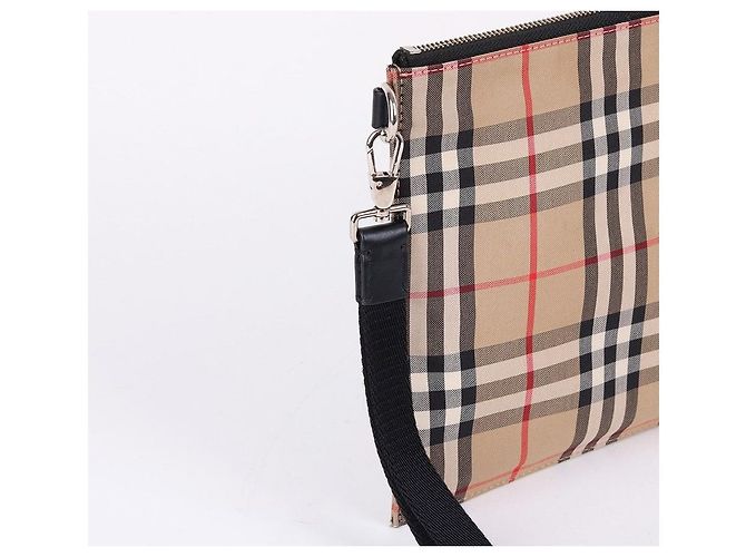 Burberry Vintage Check Fabric Strap Clutch Bag Brown - view 4