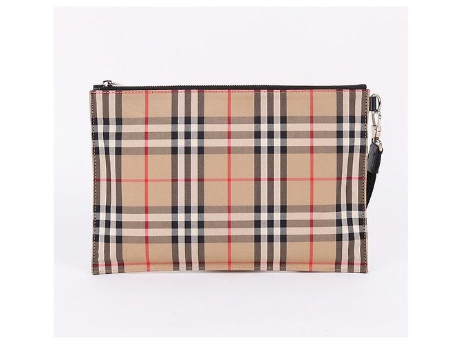 Burberry Vintage Check Fabric Strap Clutch Bag Brown - view 9