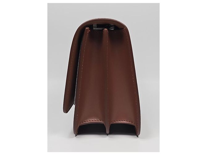 Burberry Borsa a tracolla in pelle marrone con logo TB - vista 4