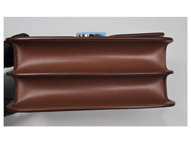 Burberry Borsa a tracolla in pelle marrone con logo TB - vista 7