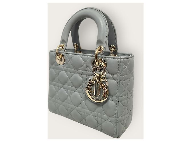 Dior Borsa Lady Small in agnello cannage grigio antracite Marrone - vista 3