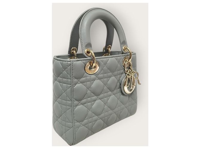 Dior Borsa Lady Small in agnello cannage grigio antracite Marrone - vista 4
