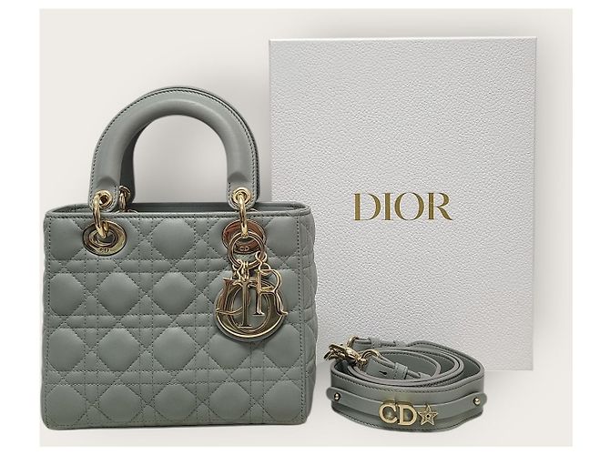 Dior Borsa Lady Small in agnello cannage grigio antracite Marrone - vista 8