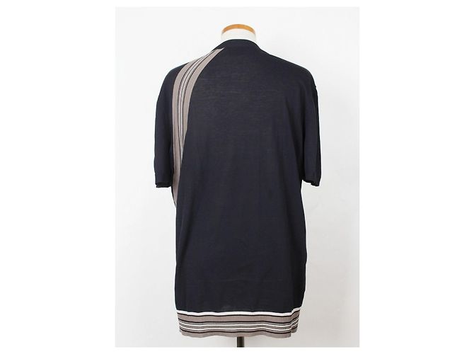 Hermès Strickshirt mit kurzen Ärmeln Navy XXL Blau - Ansicht 4