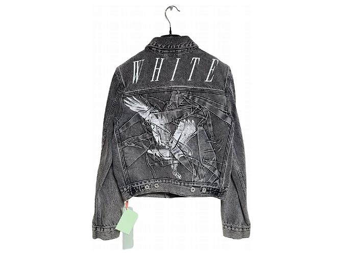 Off White Giacca di jeans bianca con logo da donna Marrone - vista 2