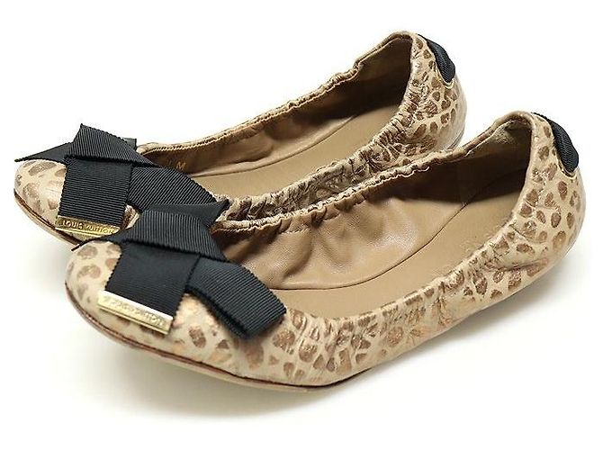 Louis Vuitton Ballerine Dolphin con dettaglio nastro stampa leopardata Marrone - vista 3