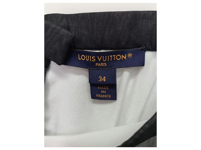 Louis Vuitton Gonna in seta fluida bicolore bianco e nero a balze - vista 4