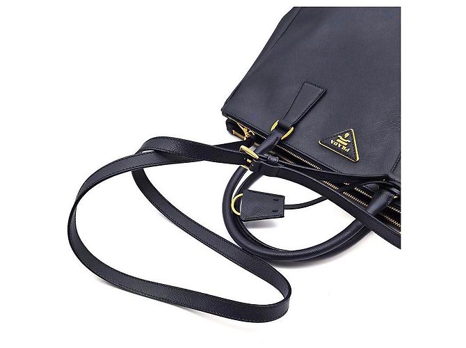 Prada Borsa Tote e Borsa a Spalla Saffiano Lux Blu - vista 5
