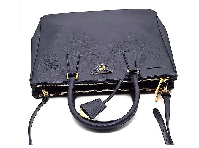 Prada Borsa Tote e Borsa a Spalla Saffiano Lux Blu - vista 6