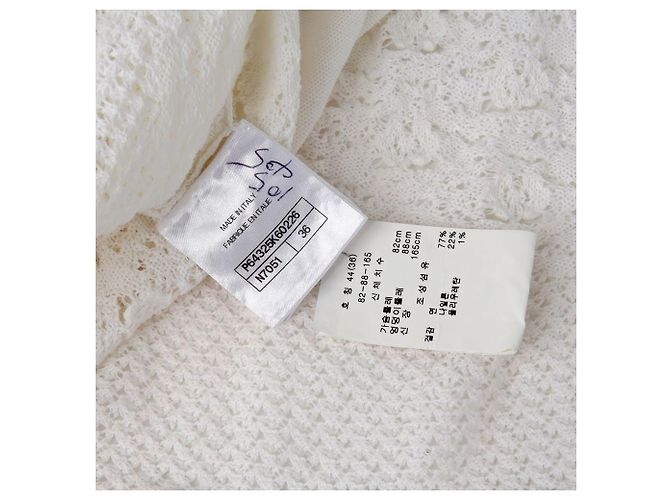 Chanel Größe White Cotton Blend Puff Sleeve Crop Knit Weiß - Ansicht 10