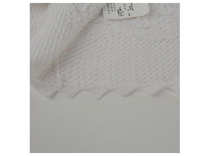 Chanel Größe White Cotton Blend Puff Sleeve Crop Knit Weiß - Ansicht 6