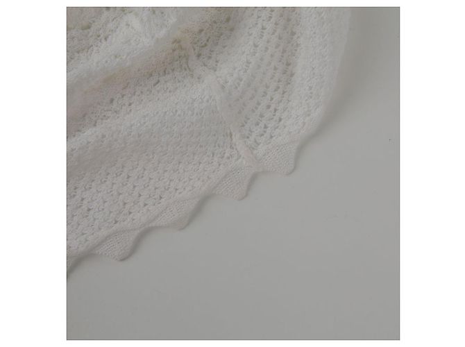 Chanel Größe White Cotton Blend Puff Sleeve Crop Knit Weiß - Ansicht 7