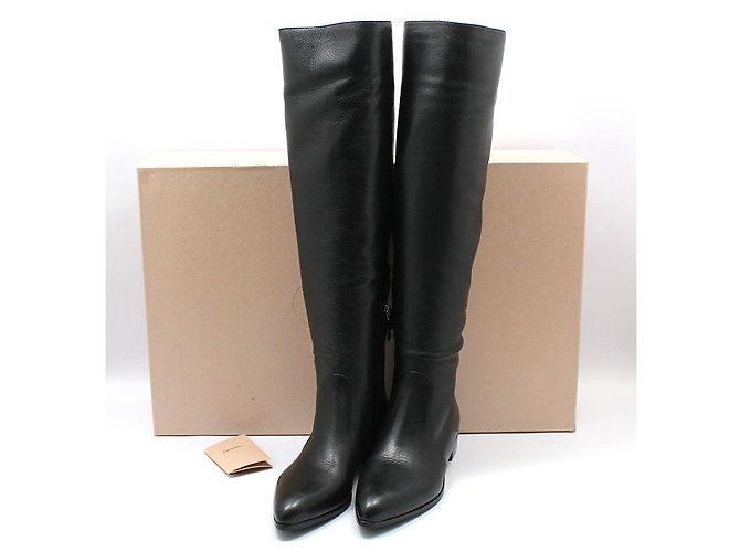 Prada Schwarze Cervone Lackleder-Stiefel - Ansicht 2