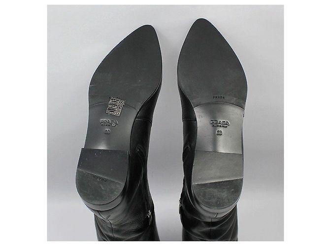 Prada Schwarze Cervone Lackleder-Stiefel - Ansicht 6