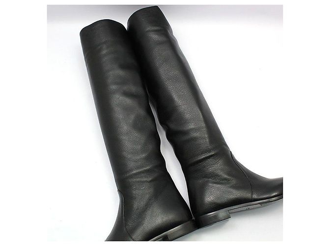 Prada Schwarze Cervone Lackleder-Stiefel - Ansicht 7