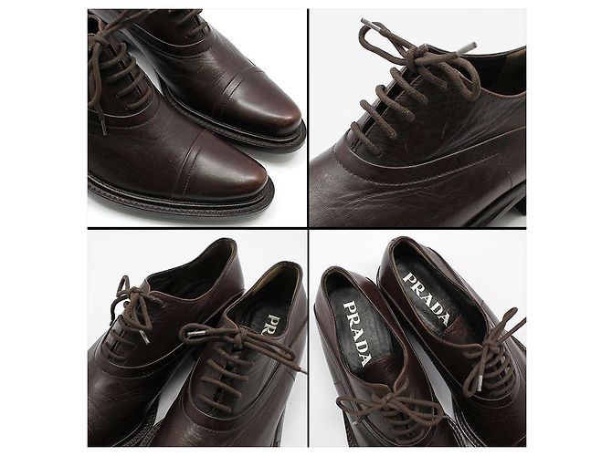 Prada Scarpe con lacci in pelle marrone da donna - vista 9