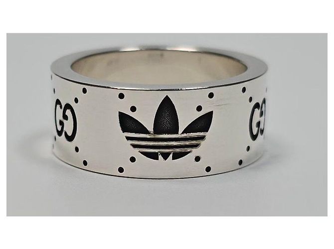 Gucci Anello largo in argento sterling con incisione del logo Adidas Trefoil Multicolore - vista 5