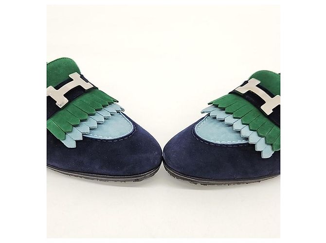 Hermès Mocassini Hermes Suede Royal Blu - vista 2