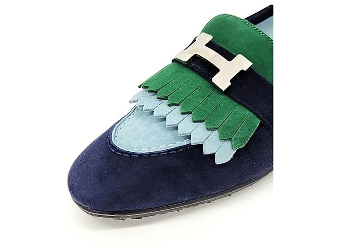 Hermès Mocassini Hermes Suede Royal Blu - vista 5