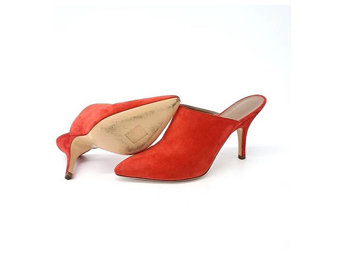 Hermès Hermes Wildleder-Mule Rot - vista 4