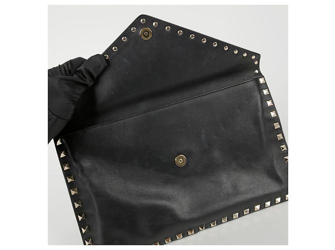 Valentino Clutch Rockstud in pelle nera Nero - vista 10