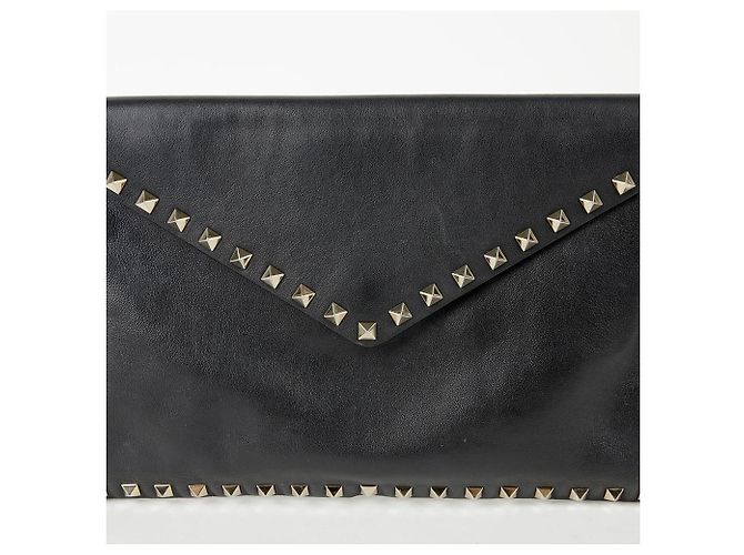 Valentino Clutch Rockstud in pelle nera Nero - vista 2