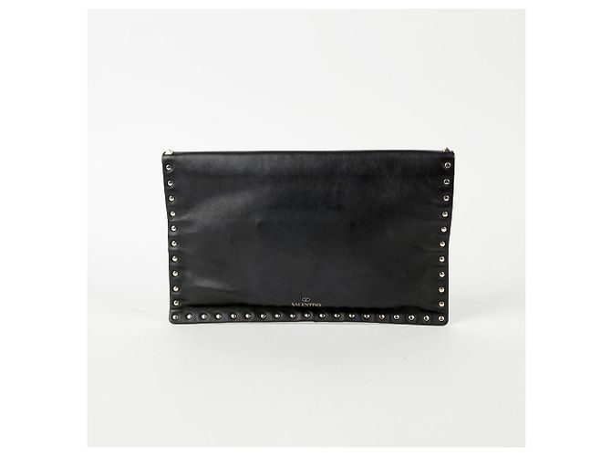 Valentino Clutch Rockstud in pelle nera Nero - vista 3