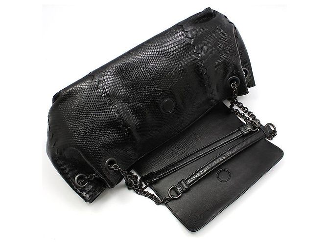 Bottega Veneta Schultertasche aus Python-Mesh und schwarzem Leder - Ansicht 7