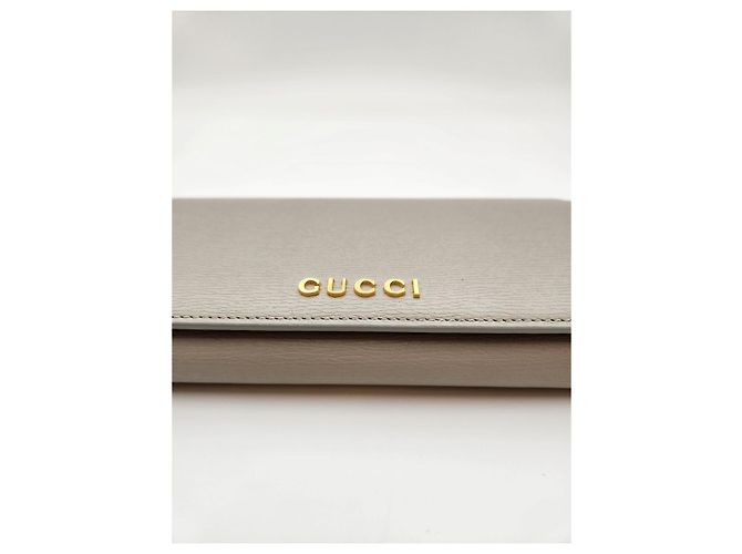 Gucci Portafoglio Lungo Script Grigio Marrone - vista 4