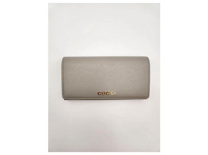 Gucci Portafoglio Lungo Script Grigio Marrone - vista 6