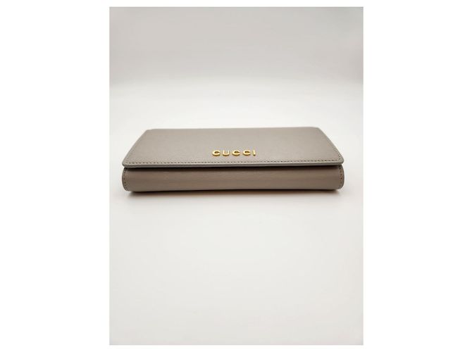 Gucci Portafoglio Lungo Script Grigio Marrone - vista 9