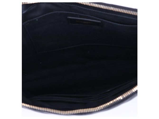 Saint Laurent Clutch con tracolla larga trapuntata Nero - vista 11