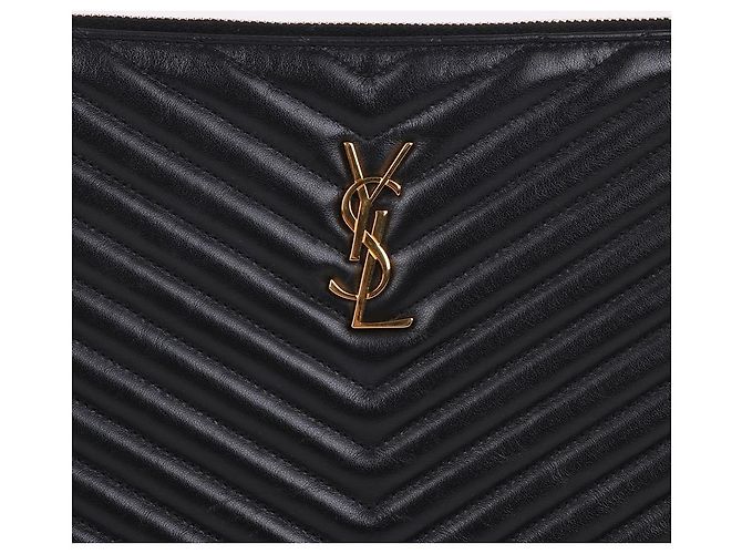 Saint Laurent Clutch con tracolla larga trapuntata Nero - vista 2