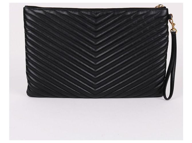 Saint Laurent Clutch con tracolla larga trapuntata Nero - vista 4