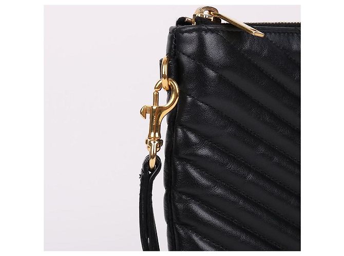Saint Laurent Clutch con tracolla larga trapuntata Nero - vista 6