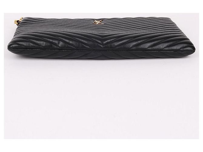 Saint Laurent Clutch con tracolla larga trapuntata Nero - vista 8
