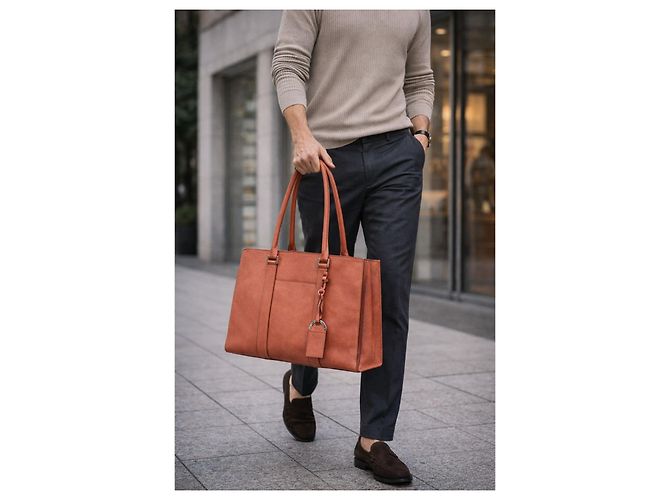 Borsa Tote Business Saffiano Rosa Corallo Bulgari - vista 10