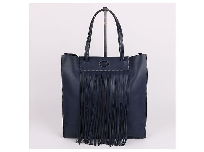 Tod's Navy Leder Schultertasche Medium mit Quasten-Dekoration Blau - Ansicht 2