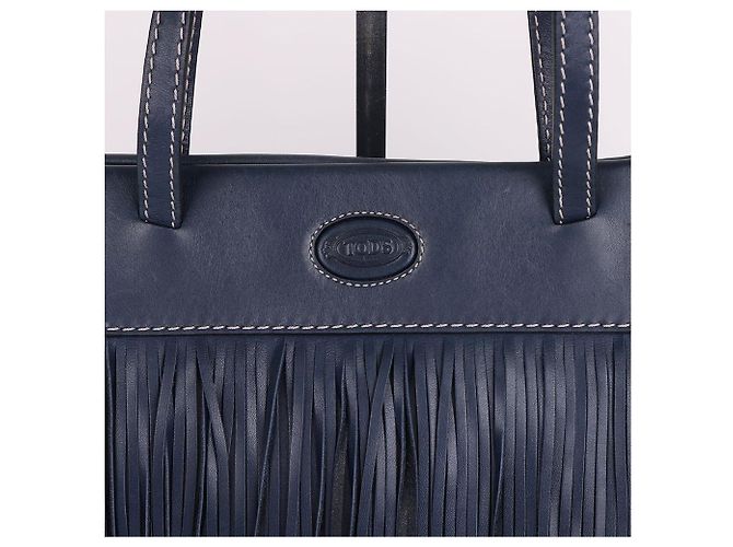 Tod's Navy Leder Schultertasche Medium mit Quasten-Dekoration Blau - Ansicht 3