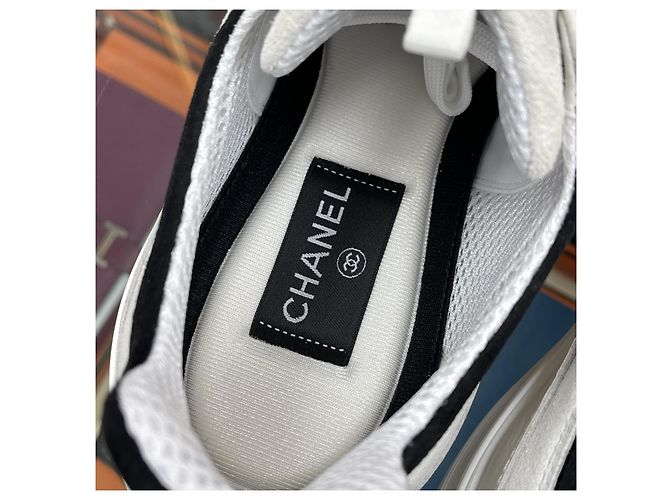 Chanel CC Logo Sneakers Suede White Silvery - view 7